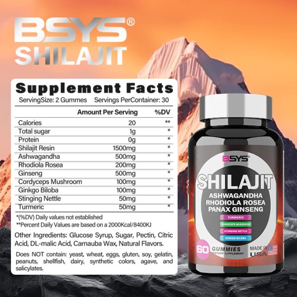 ⁦BSYS 8IN1 SHILAJIT GUMMIES 60'S⁩ - الصورة ⁦2⁩