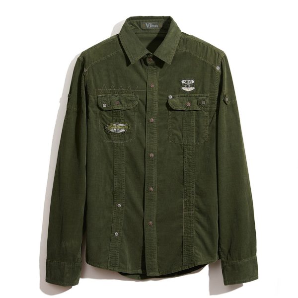 ⁦American Plus Size Workwear Outdoor Sports Cotton Long Sleeve Shirt Men⁩ - الصورة ⁦5⁩