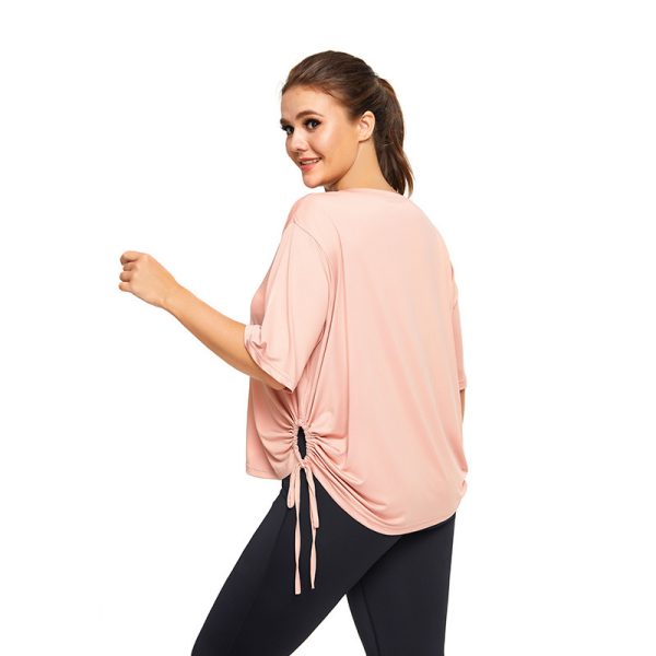 ⁦Loose Quick-drying Clothes Yoga Clothes Tops Sports T-shirts Fitness Clothes Short Sleeves⁩ - الصورة ⁦4⁩