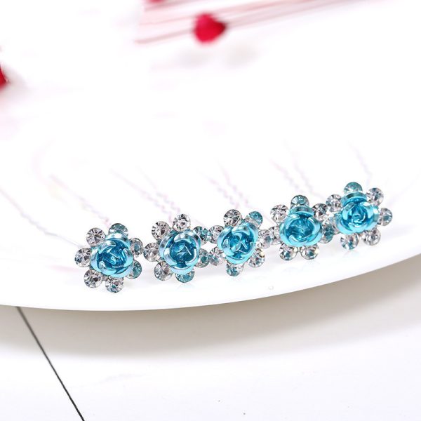 ⁦Alloy Rhinestone Tuck Comb Rose Diamond Hair Comb Stylish Hair Accessories Accessories⁩ - الصورة ⁦10⁩