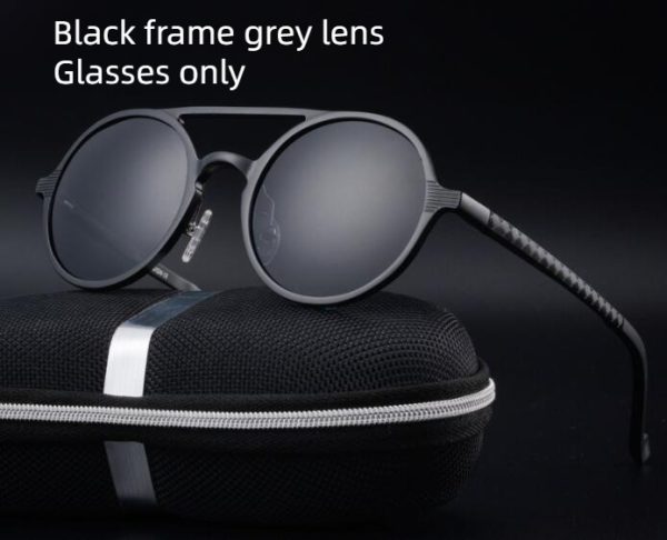 ⁦Retro Aluminum Magnesium Sunglasses Polarized Lens Vintage Eyewear Accessories Sun Glasses Driving Men Round Sunglasses⁩ - الصورة ⁦9⁩