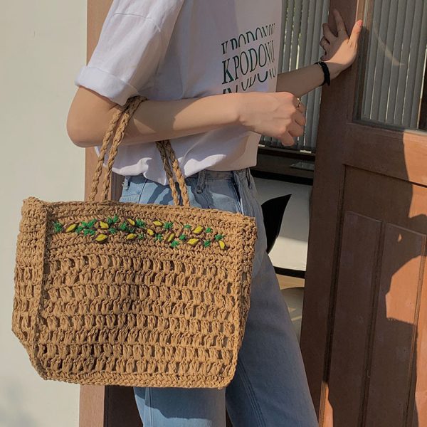 ⁦Women's Fashion Embroidered Hollow Woven Bag⁩ - الصورة ⁦3⁩