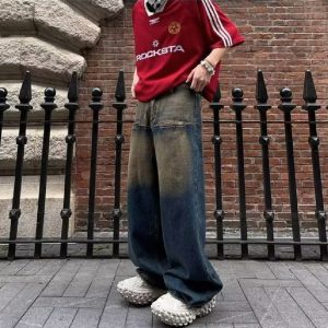 Contrast Color Retro Jeans For Men And Women