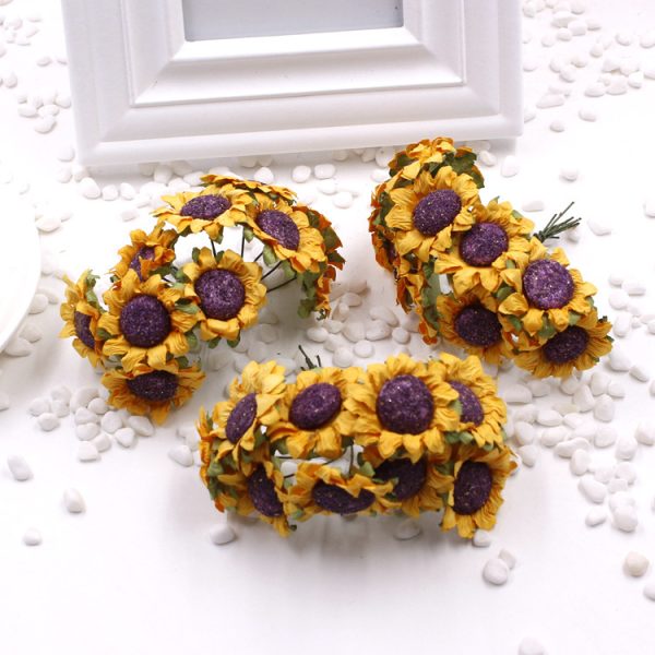 ⁦SUNFLOWER Diy Garland Accessories Wedding Candies Box Accessories Small Sunflower Bouquet⁩ - الصورة ⁦4⁩
