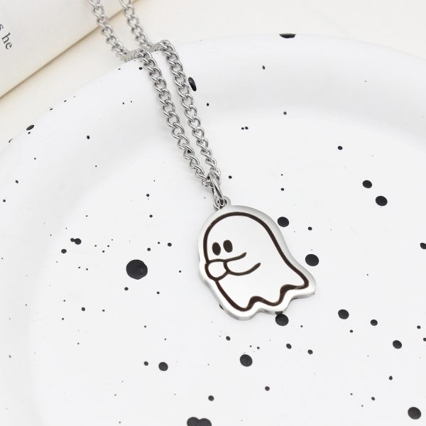 ⁦Halloween Cute Love Ghost Necklace Couple Pendant Necklace Men Women Accessories⁩ - الصورة ⁦7⁩