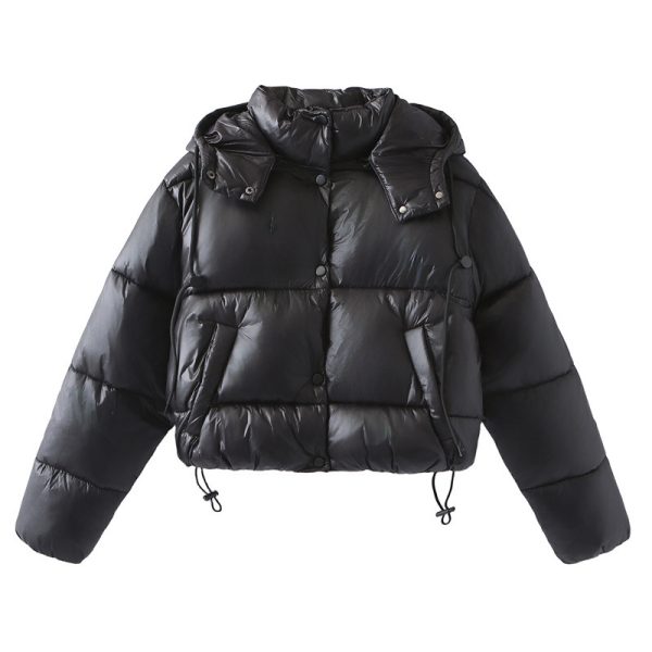 ⁦Women's European And American Hooded Short Down Coat⁩ - الصورة ⁦3⁩