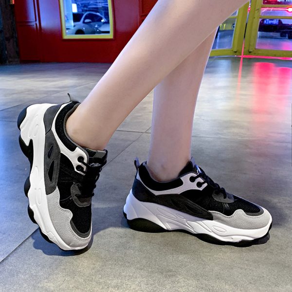 ⁦Women's Thick-soled Inner Heightening Panda Casual Mesh Sneakers⁩ - الصورة ⁦3⁩