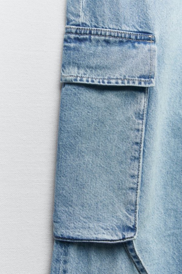 ⁦Women's Fashion Loose Strap Accessories Mid Waist Cargo Jeans⁩ - الصورة ⁦7⁩