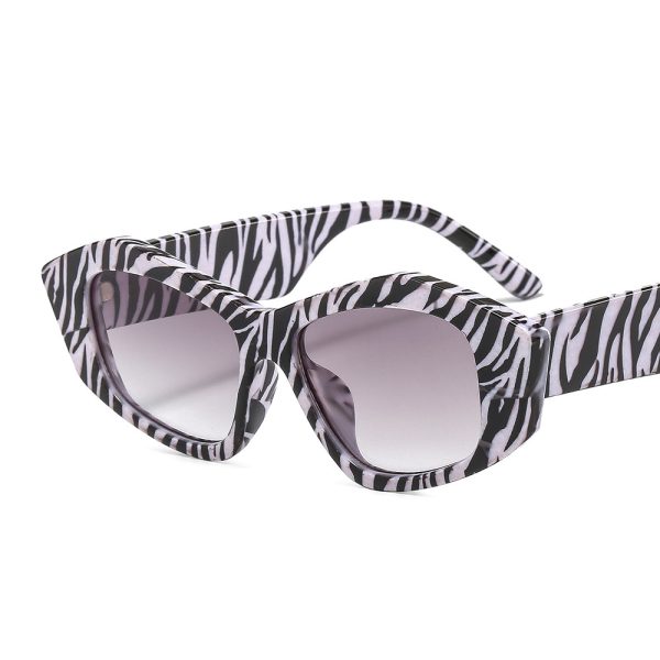 ⁦Striped Sunglasses For Men And Women Small Frame Geometry⁩ - الصورة ⁦8⁩