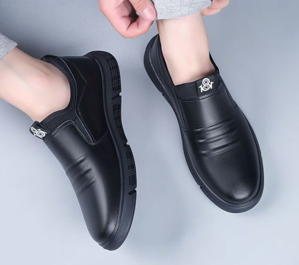 ⁦Men Shoes Black White Flats Walking Shoes⁩ - الصورة ⁦4⁩