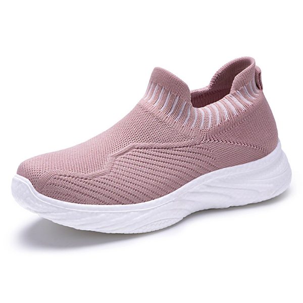 ⁦Striped Flat Sneakers Fashion Lightweight Breathable Socks Flats Shoes For Women Slip On Sports Shoes⁩ - الصورة ⁦5⁩