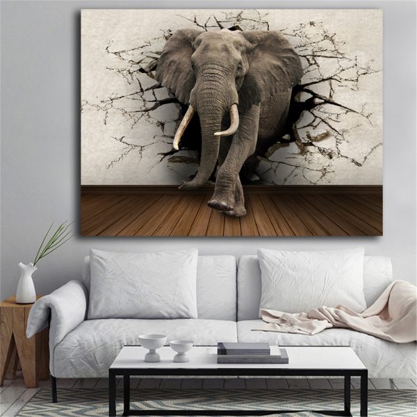 ⁦Creative Home Decor Elephant Canvas Painting⁩ - الصورة ⁦4⁩