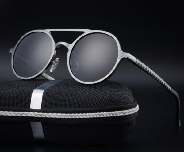 ⁦Retro Aluminum Magnesium Sunglasses Polarized Lens Vintage Eyewear Accessories Sun Glasses Driving Men Round Sunglasses⁩ - الصورة ⁦7⁩
