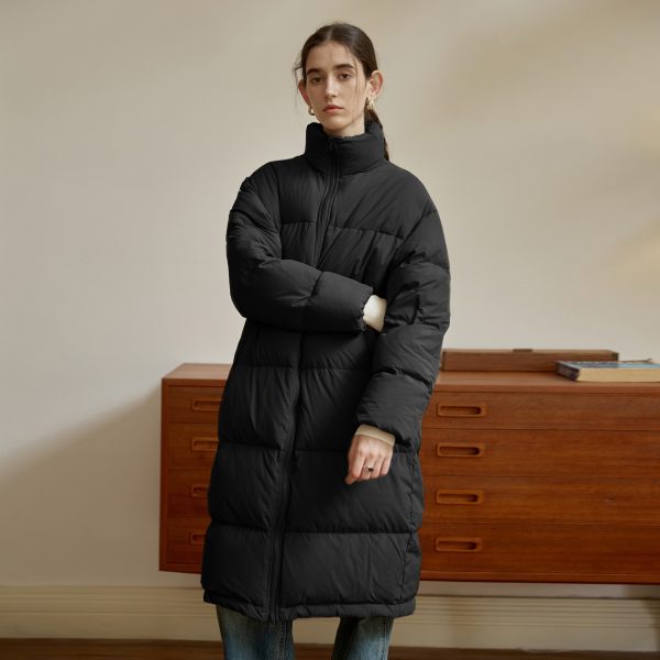 ⁦Zipper Snap Button Half Turtleneck Down Jacket Women⁩ - الصورة ⁦4⁩