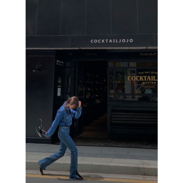 ⁦Women's High Waist Casual Stretch Flare Slit Jeans Women⁩ - الصورة ⁦2⁩