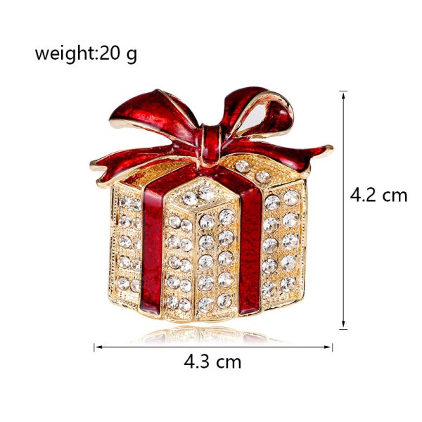 ⁦Box Christmas Series Brooch Diamond Drop Oil Bow Bag Accessories⁩ - الصورة ⁦3⁩