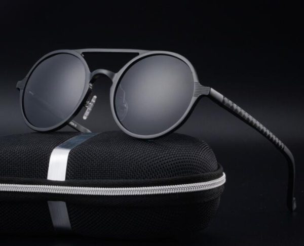 ⁦Retro Aluminum Magnesium Sunglasses Polarized Lens Vintage Eyewear Accessories Sun Glasses Driving Men Round Sunglasses⁩ - الصورة ⁦5⁩