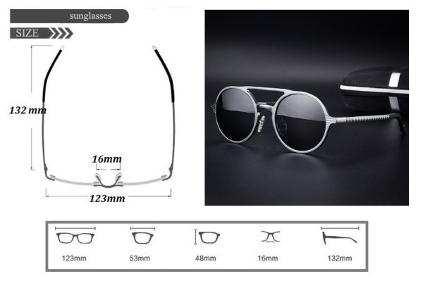 ⁦Retro Aluminum Magnesium Sunglasses Polarized Lens Vintage Eyewear Accessories Sun Glasses Driving Men Round Sunglasses⁩ - الصورة ⁦3⁩