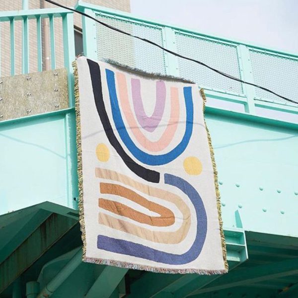 ⁦Bohemian Rainbow Blanket Tapestry Home Decor⁩ - الصورة ⁦5⁩