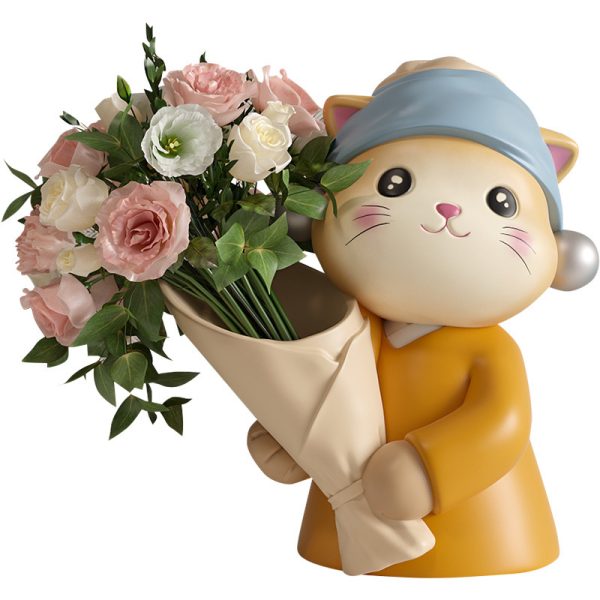 ⁦Art Cat Bouquet Vase Decoration Home Decoration⁩ - الصورة ⁦2⁩