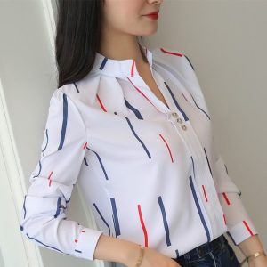 Temperament wild striped long-sleeved shirt