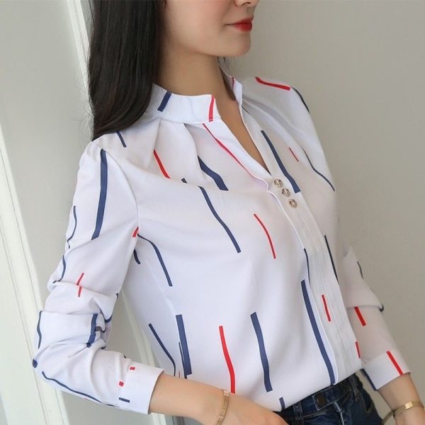 Temperament wild striped long-sleeved shirt