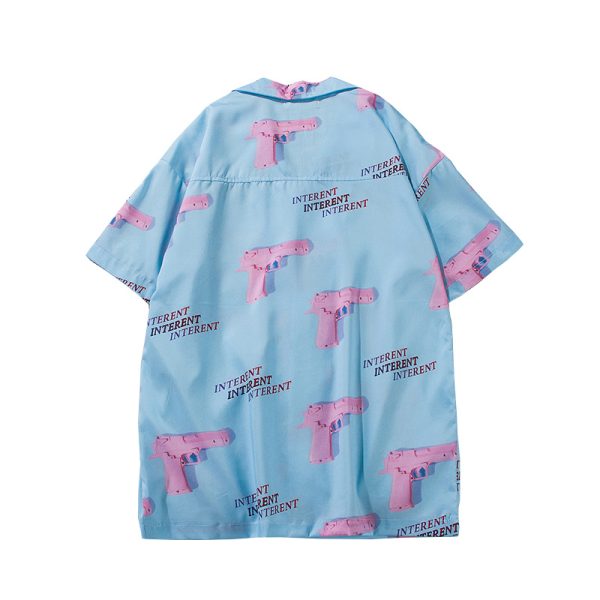 ⁦Turn-down Collar Hawaii Style Men's Shirts Summer Gun Full Printing Casual Shirt Men⁩ - الصورة ⁦2⁩