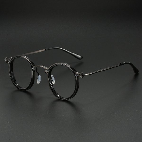 ⁦Vintage Round Frame Glasses Frame Anti-Blue Ray Plain Glasses⁩ - الصورة ⁦4⁩