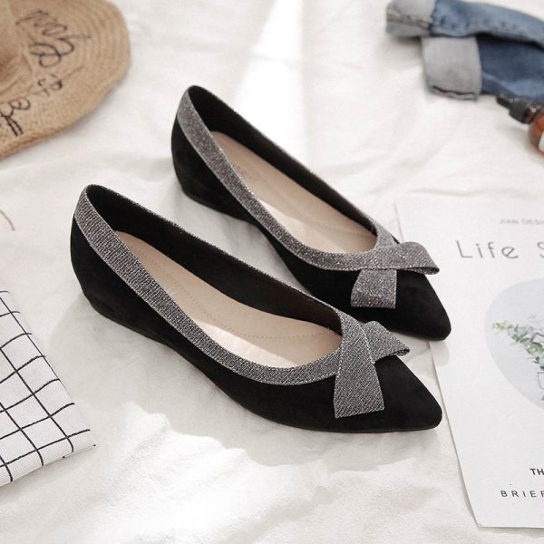 ⁦Women's inner heightening non-slip scoop shoes wedge heel peas shoes⁩ - الصورة ⁦9⁩