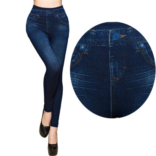 ⁦Women Leggings Plus size Faux Denim Jeans Leggings⁩ - الصورة ⁦2⁩