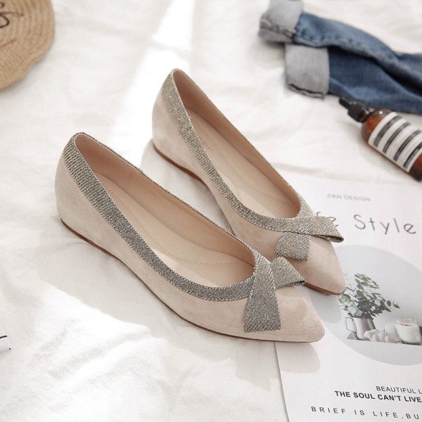 ⁦Women's inner heightening non-slip scoop shoes wedge heel peas shoes⁩ - الصورة ⁦2⁩