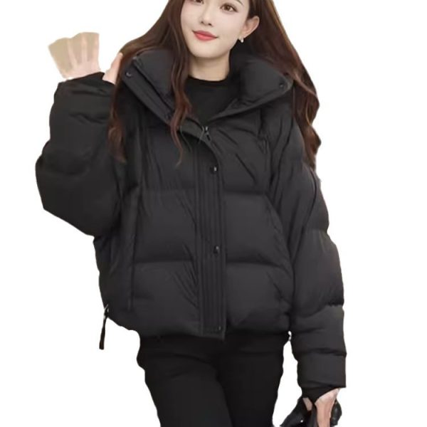 ⁦Women's Short Cotton Jacket Hooded Loose Coat⁩ - الصورة ⁦5⁩