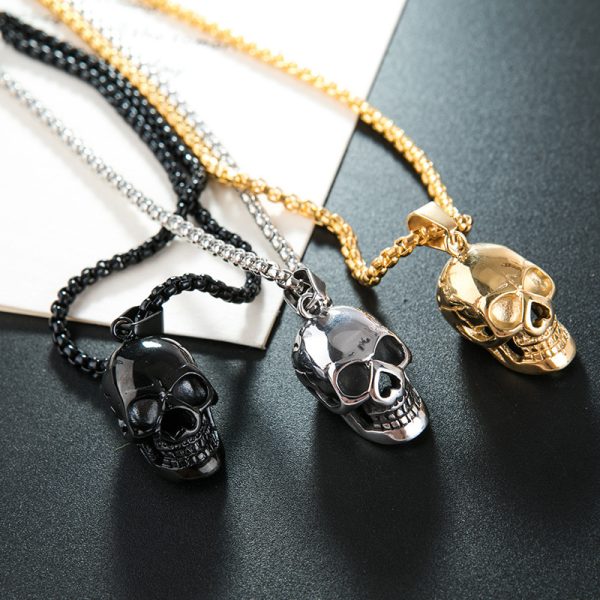 ⁦Halloween Skull Necklace Personality Punk Necklace Men Fashion Titanium Steel Accessories⁩ - الصورة ⁦10⁩