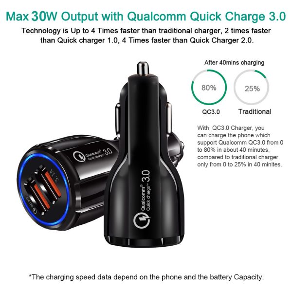 ⁦Car Charger 6.0A Light Usb Car Charger Fast Charge Mobile Phone Charging Car⁩ - الصورة ⁦5⁩