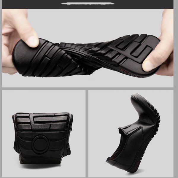 ⁦Black Casual Leather Shoes Men Korean Style⁩ - الصورة ⁦2⁩