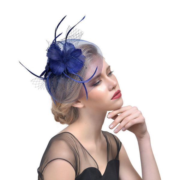 ⁦Feather Headdress Bridal Net Yarn Hairpin Ball Party Hair Accessories⁩ - الصورة ⁦4⁩