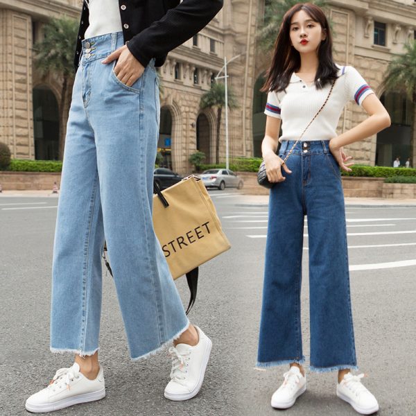 ⁦Women's Jeans High-Waisted Straight-Leg Jeans Spring Women's Cropped Trousers⁩ - الصورة ⁦6⁩
