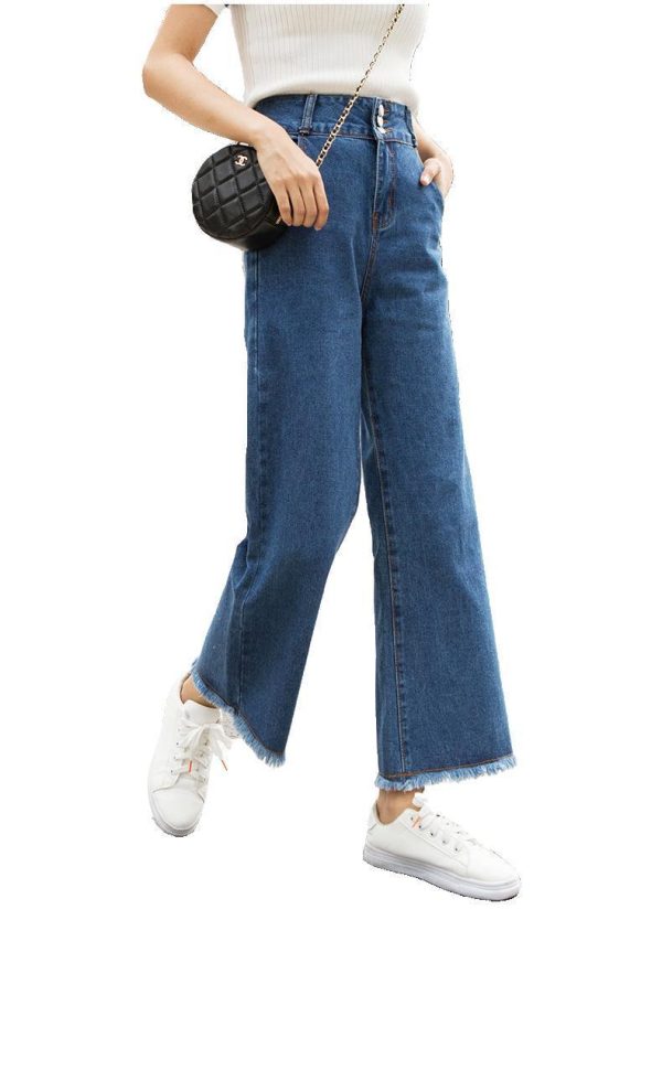 ⁦Women's Jeans High-Waisted Straight-Leg Jeans Spring Women's Cropped Trousers⁩ - الصورة ⁦4⁩