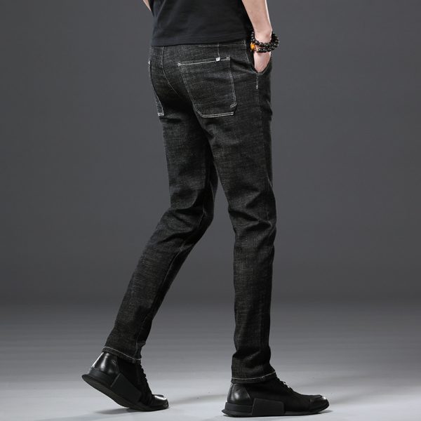 ⁦Stretch Loose Men Plus Flint Jeans Korean version popular logo slim skinny leg pants long pants black Haren pants⁩ - الصورة ⁦5⁩
