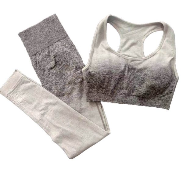 ⁦Gradient Color Workout Clothes Gather Seamless Yoga Clothes⁩ - الصورة ⁦2⁩