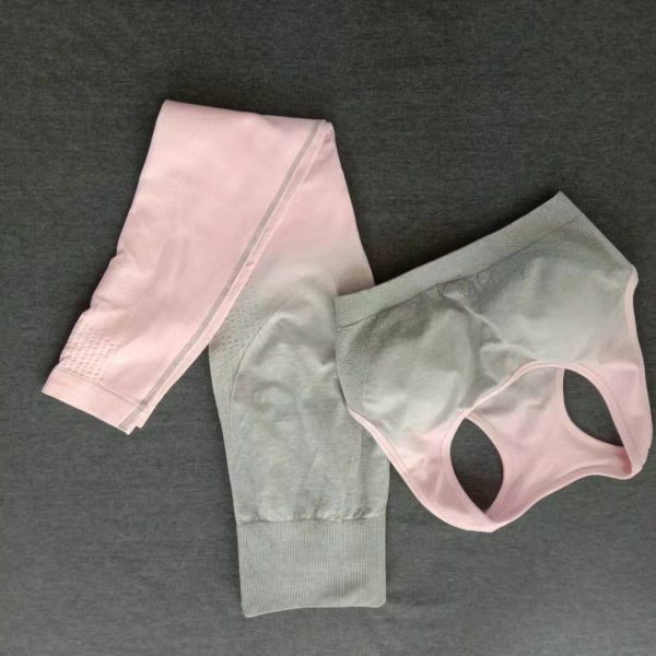⁦Gradient Color Workout Clothes Gather Seamless Yoga Clothes⁩ - الصورة ⁦5⁩