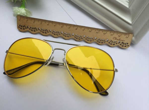 ⁦Sunglasses Metal Ocean Film Sunglasses Night Vision Glasses Yellow Transparent Toad Glasses⁩ - الصورة ⁦5⁩