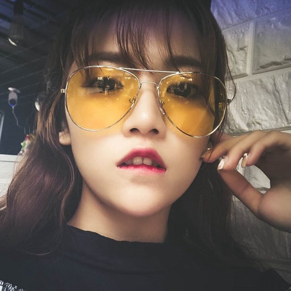 ⁦Sunglasses Metal Ocean Film Sunglasses Night Vision Glasses Yellow Transparent Toad Glasses⁩ - الصورة ⁦7⁩