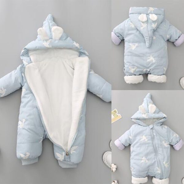 ⁦One Piece Clothes, Winter Thick Hugging Clothes, Winter Clothes, Newborn Down Cotton Padded Clothes, Baby Men's Going Out Clothes⁩ - الصورة ⁦2⁩
