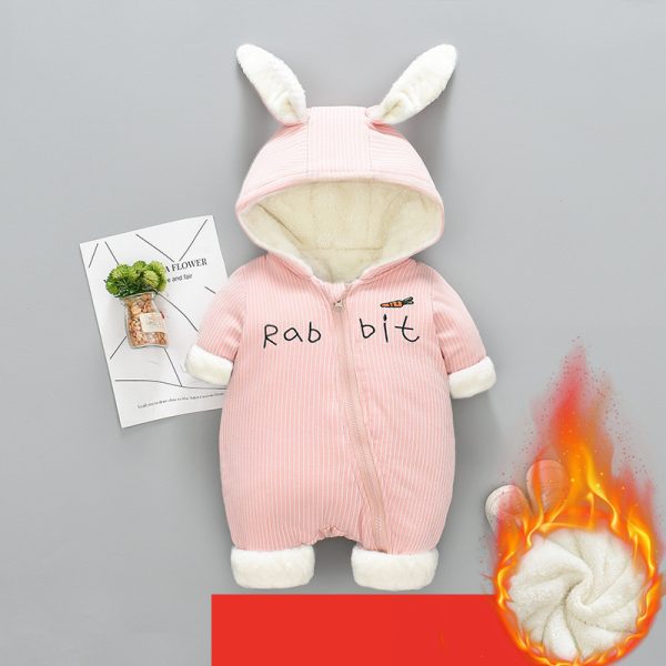 ⁦One Piece Clothes, Winter Thick Hugging Clothes, Winter Clothes, Newborn Down Cotton Padded Clothes, Baby Men's Going Out Clothes⁩ - الصورة ⁦3⁩