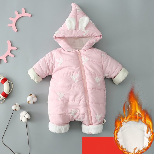 ⁦One Piece Clothes, Winter Thick Hugging Clothes, Winter Clothes, Newborn Down Cotton Padded Clothes, Baby Men's Going Out Clothes⁩ - الصورة ⁦4⁩