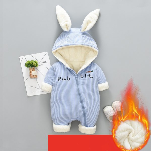 ⁦One Piece Clothes, Winter Thick Hugging Clothes, Winter Clothes, Newborn Down Cotton Padded Clothes, Baby Men's Going Out Clothes⁩ - الصورة ⁦5⁩