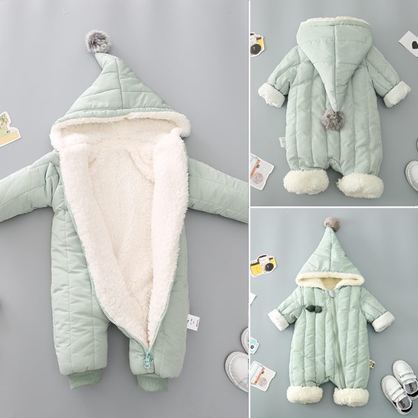 ⁦One Piece Clothes, Winter Thick Hugging Clothes, Winter Clothes, Newborn Down Cotton Padded Clothes, Baby Men's Going Out Clothes⁩ - الصورة ⁦6⁩