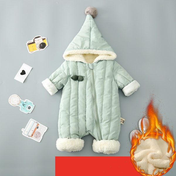 ⁦One Piece Clothes, Winter Thick Hugging Clothes, Winter Clothes, Newborn Down Cotton Padded Clothes, Baby Men's Going Out Clothes⁩ - الصورة ⁦8⁩