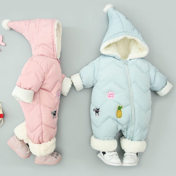 ⁦One Piece Clothes, Winter Thick Hugging Clothes, Winter Clothes, Newborn Down Cotton Padded Clothes, Baby Men's Going Out Clothes⁩ - الصورة ⁦9⁩